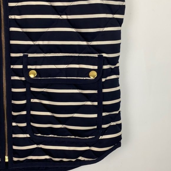 J.Crew S Puffer Vest Striped Nautical Navy White - Picture 8 of 16